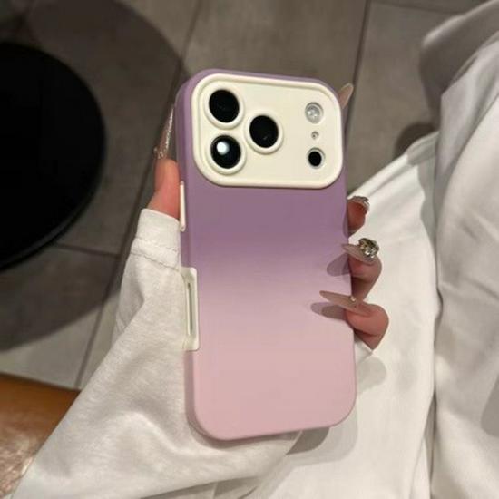 Premium Color Block Skin-feel 2-in-1 Drop-proof Case for iPhone 17 Pro Max/16/15