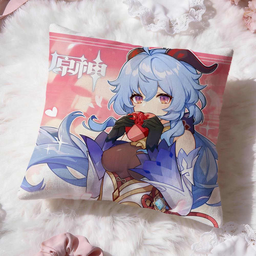 Ganyu Genshin Impact Cushion Cover Premium Comfort Reversible Pillow Cove -Two in One Design for Any Room & Car Interior