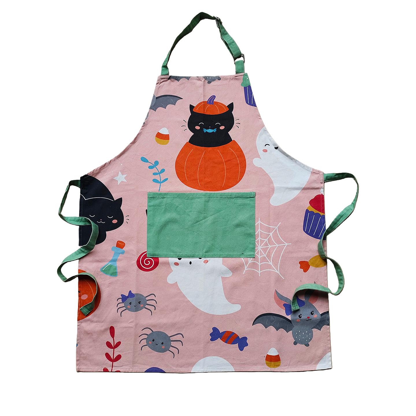 

Cotton material adjustable anti-fouling and dirt-resistant cooking apron kitchen men s and women s household items protective cartoon neck