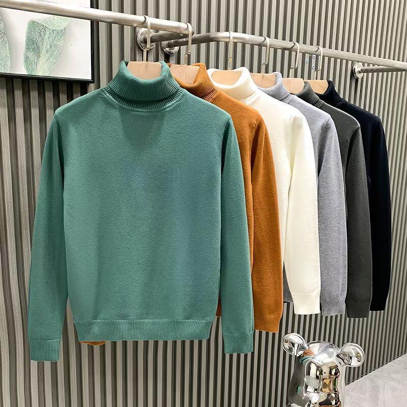 Trendy Men's Autumn-Winter Turtleneck Sweater: Loose, Warm, Thick Bottoming for Teens