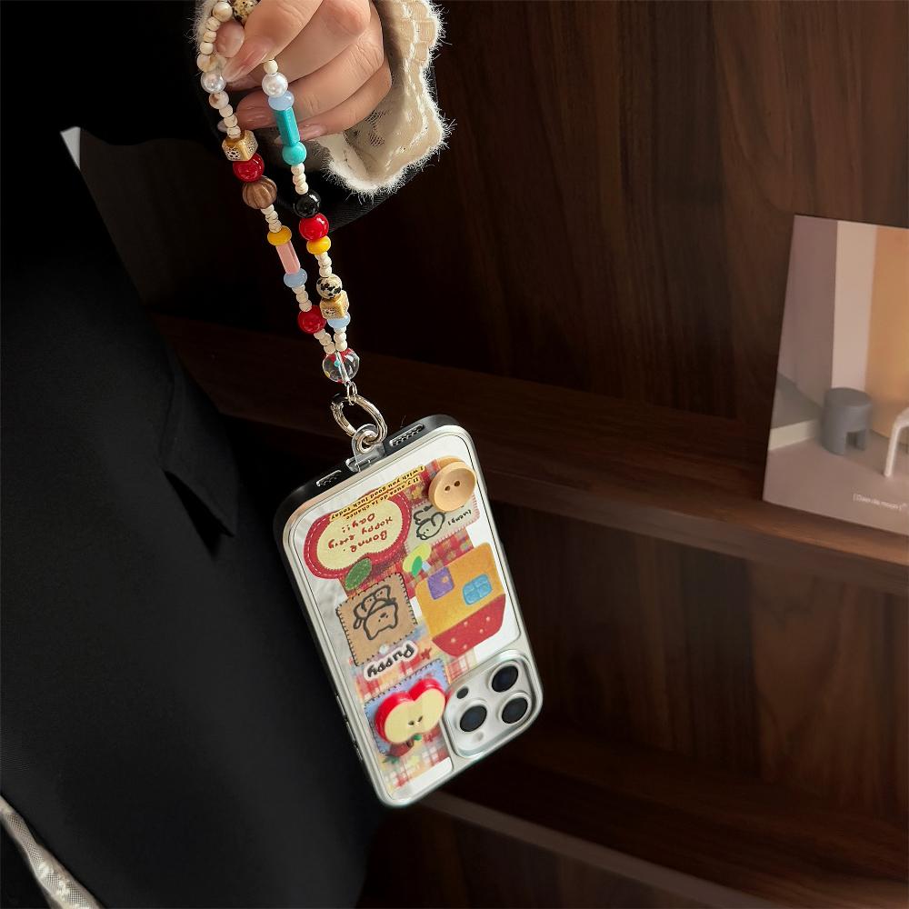 3D Red Apple Cartoon Case for IPhone 16, 17 Pro Max, Mirror Finish, Chain Decoration Phone Case