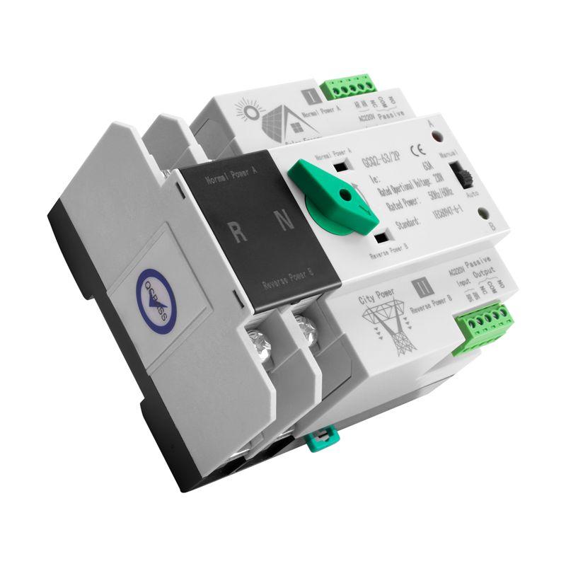 Feb.Photovoltaic Solar Power ATS Automatic Transfer Switch Din Rail 2P AC220V ATS PV System Power To City Power