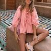 2024 Sweet Casual Puff Sleeve Tie-Up Shirt