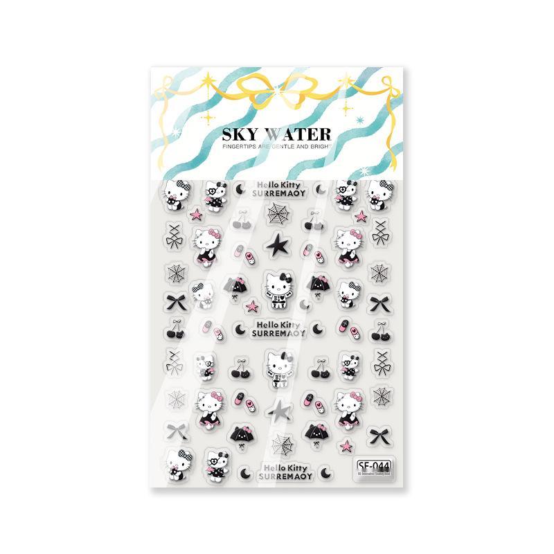 Sky Dark Kitty 6D Embossed Nail Art: 3D Spider Web  Spicy Girl DIY Nail Stickers 6D Embossed Dark Kitty [1 Sheet]