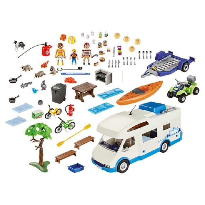 Jeu de construction - playmobil - 9318 - aventure au camping - quad et kayak - 137 pièces