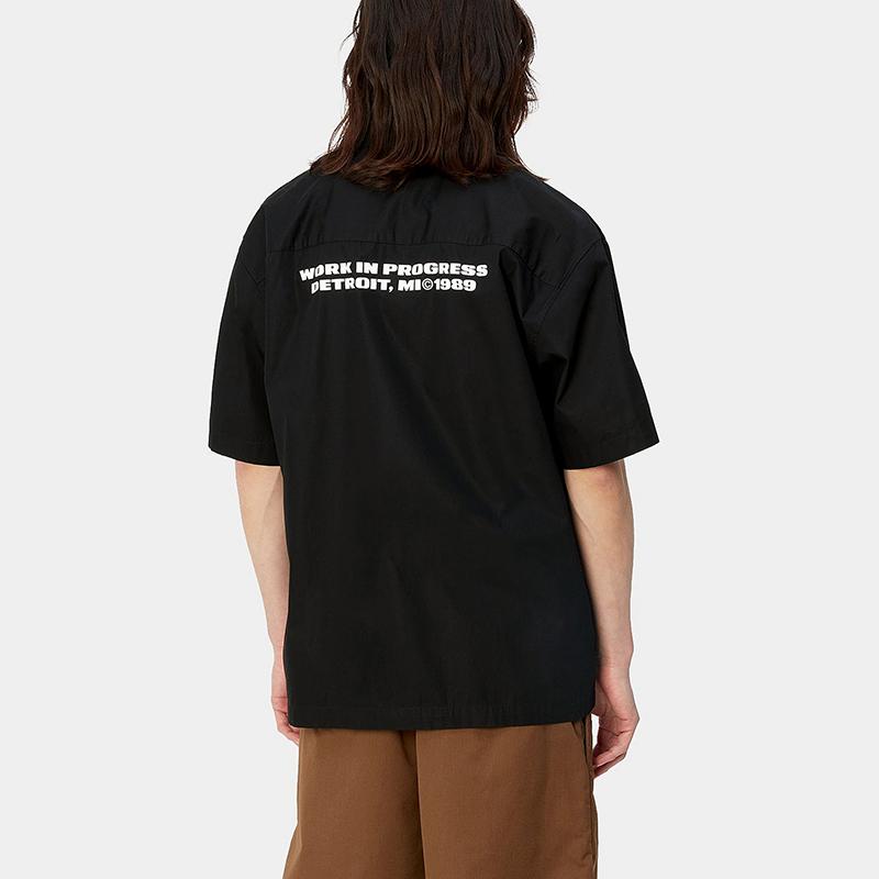 Carhartt WIP Loose Fit Button Cuban Collar Short Sleeve Shirt Men Shirts Black I033026-0D2-XX