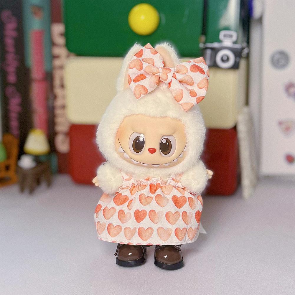 Miniature Dress Bow Suit for 17cm Labubu Dolls Cute DIY Doll Clothes Fashion Accessories Lovely Outfit Gifts for Girls Friends