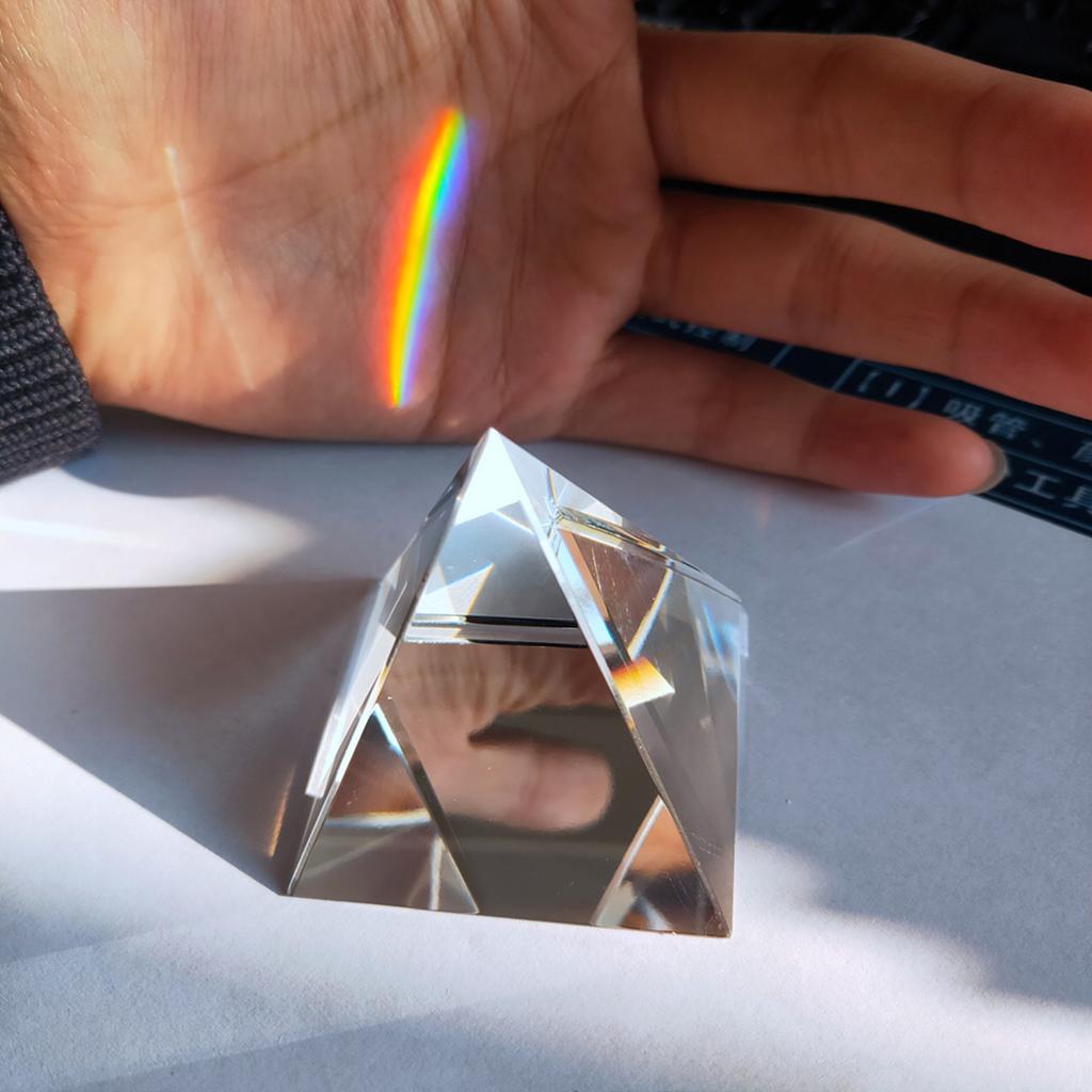 Optical Crystal Pyramid Prism 2.4 Inch Multi Color Toy and Desktop Decor Used for Physics Science Photography