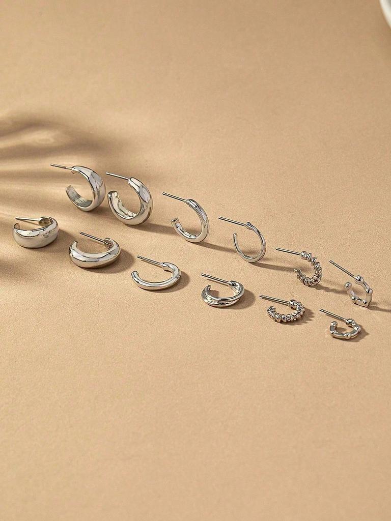 6 Paar Geometrische Form Kreativ, Modisch & Minimalistisch Tägliches Tragen Exquisite Kleine Ohrringe Für Frauen. Geeignet für den täglichen Gebrauch von Frauen