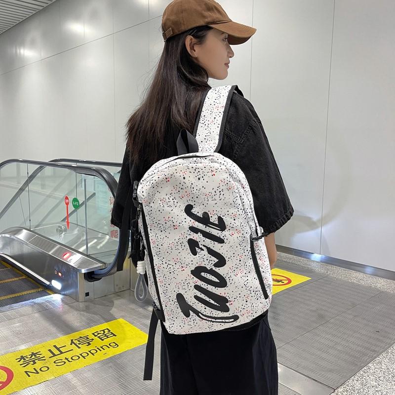 Women's Letter Printed Backpack Men's Large Capacity Travel Backpack Junior High School Student Schoolbag