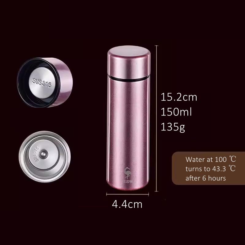 LFGB Certificated 316 Stainless Steel 140ml Mini Thermos 99.9% Anti-bacterial Pocket Water Bottle Coffee Cup for Lady and Girls