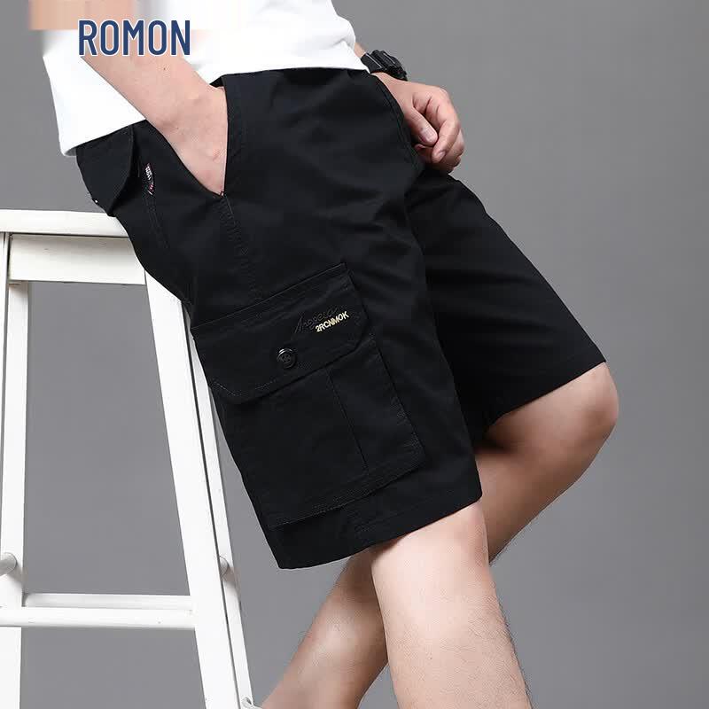 ROMON Men s Loose Fit Cotton Cargo Beach Shorts 3XL