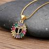 Nidin Hot Sale Initial Multicolor Zircon Necklace Charm Letter Necklace Name Jewelry For Women Men Accessories Party Gift