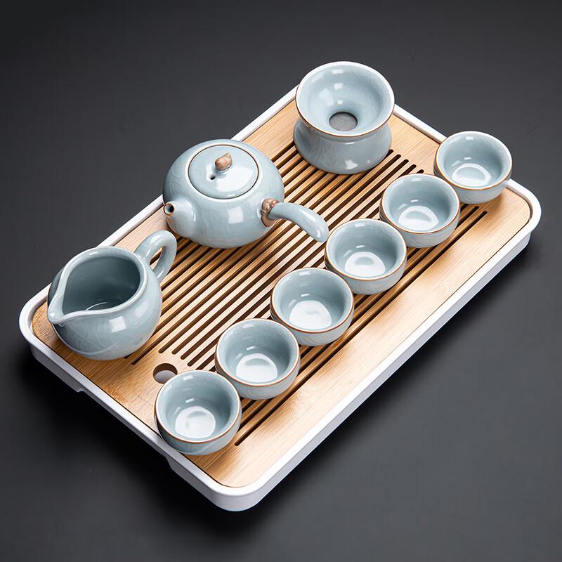 Lainuo Ru Kiln Style Auspicious Teapot 9-Piece Tea Set