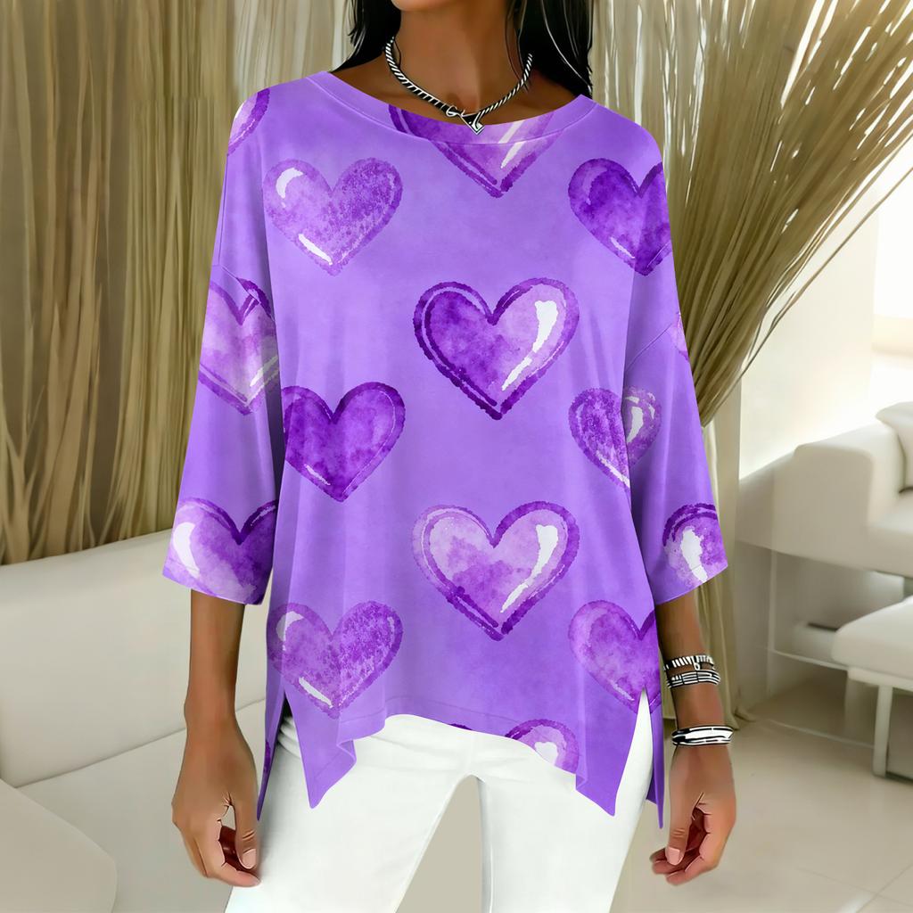 Damen 3/4-Ärmel Shirts Grafik-T-Shirts Shirts Lässige Basic-Tops Pullover