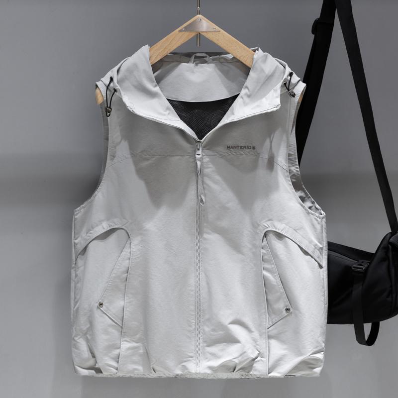 Unisex Lightweight Hooded Vest, Breathable Mesh Lined Casual Outdoor Gilet (M-2XL)
