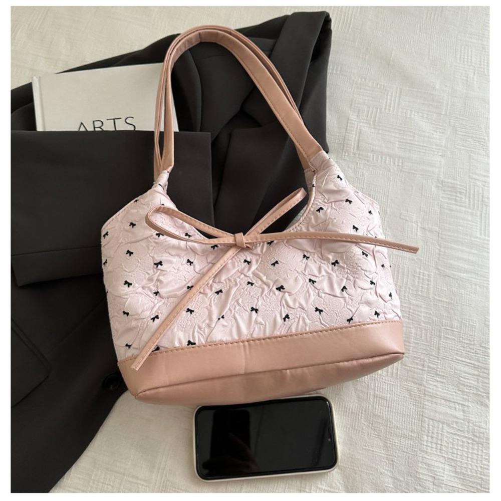 Y2K Bow Ribbon Shoulder Bag Sweet Tote Bag Trendy Armpit Bag  Female