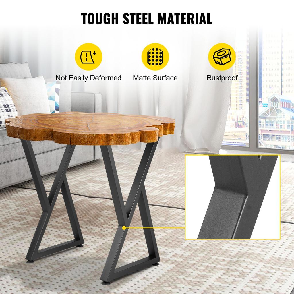 VEVOR Z Shape Metal Table Legs Dining Table Legs 28"x18"/71.1 X 45.7 Cm Desk Legs Set of 2