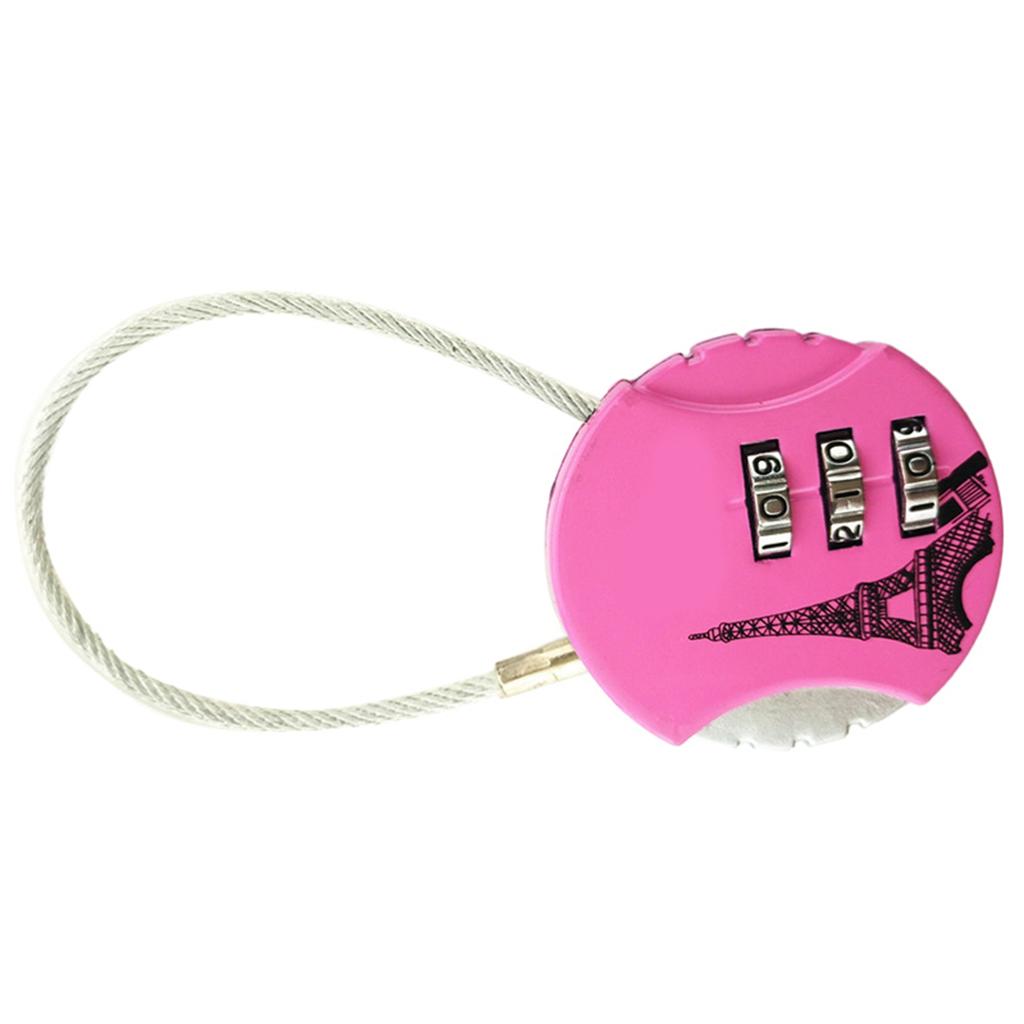 Combination Lock 3 Digit Padlock Anti Theft Code Lock Zinc Alloy for Travel Luggage SuitcasePink