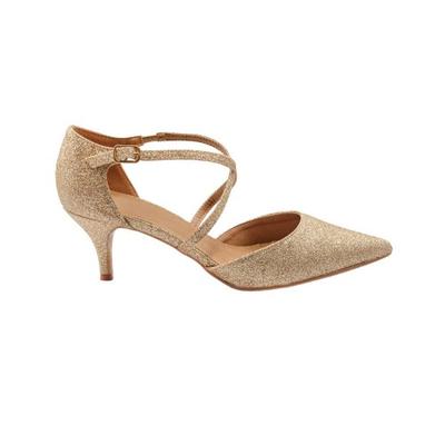 Womens/Ladies Kennedi Glitter Crossover Strap Wide Kitten Heel Shoes