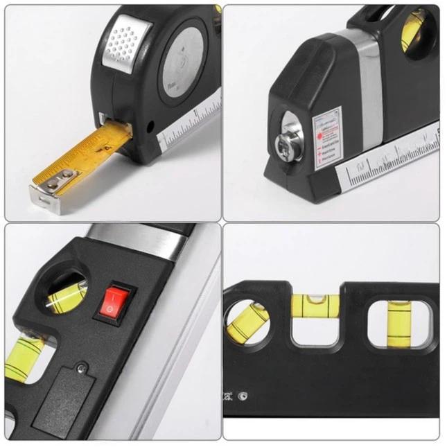 Laser Level Tool with Bubble Level & Ruler, Cross-Line Laser Level for Home Improvement, DIY, Tiling, Hanging & Measuring