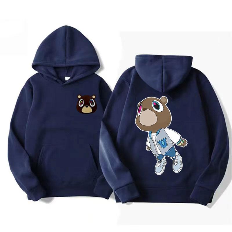 Kanye West Graduation Bär Print Hoodie Herren Damen Hip Hop Vintage Langarm Hoodie