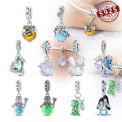 New Copper Honey Jar Dolphin Snowman Cat Zircon Pendant Charms Beads Fit Original Bracelets Diy Jewelry Gift