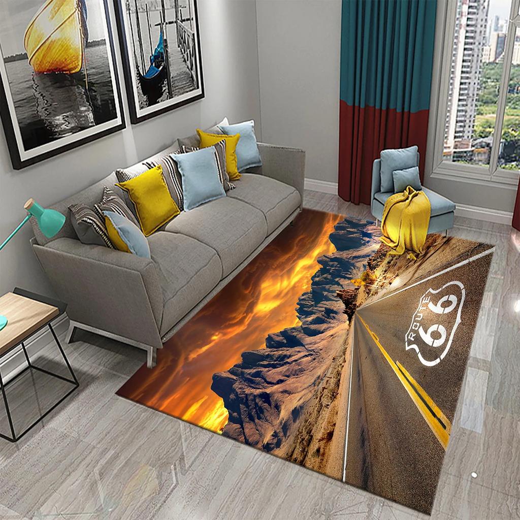 Historic Route 66 Non-slip Carpet Soft Area Rug for Living Room Kids Bedroom Kitchen Decor Floor Mat