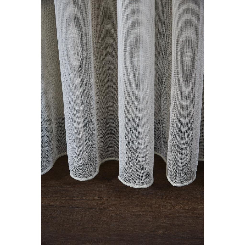 Ecru/Cremefarbener, vertikaler Lane-Tüllvorhang mit Flax-Optik, Austin-Flor, ohne Schrumpfungsextrakte
