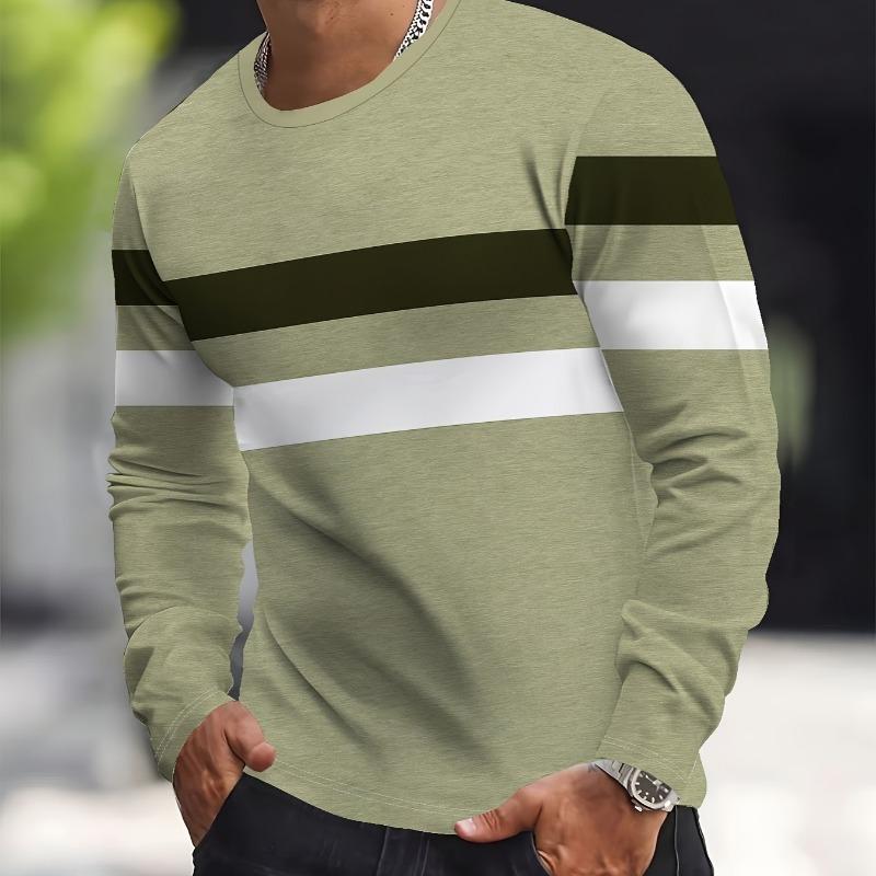 Men's Casual Sports Long Sleeve T-Shirt Breathable Fitted Long Sleeve, Machine Washable