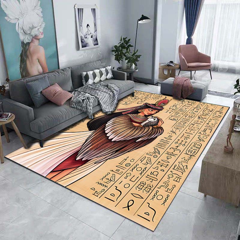 1PC Ancient Egyptian Murals Printed Carpet for Living Room Bedroom Bedside Bathroom Floor Mat Area Rugged Sofa Mat Home Decor