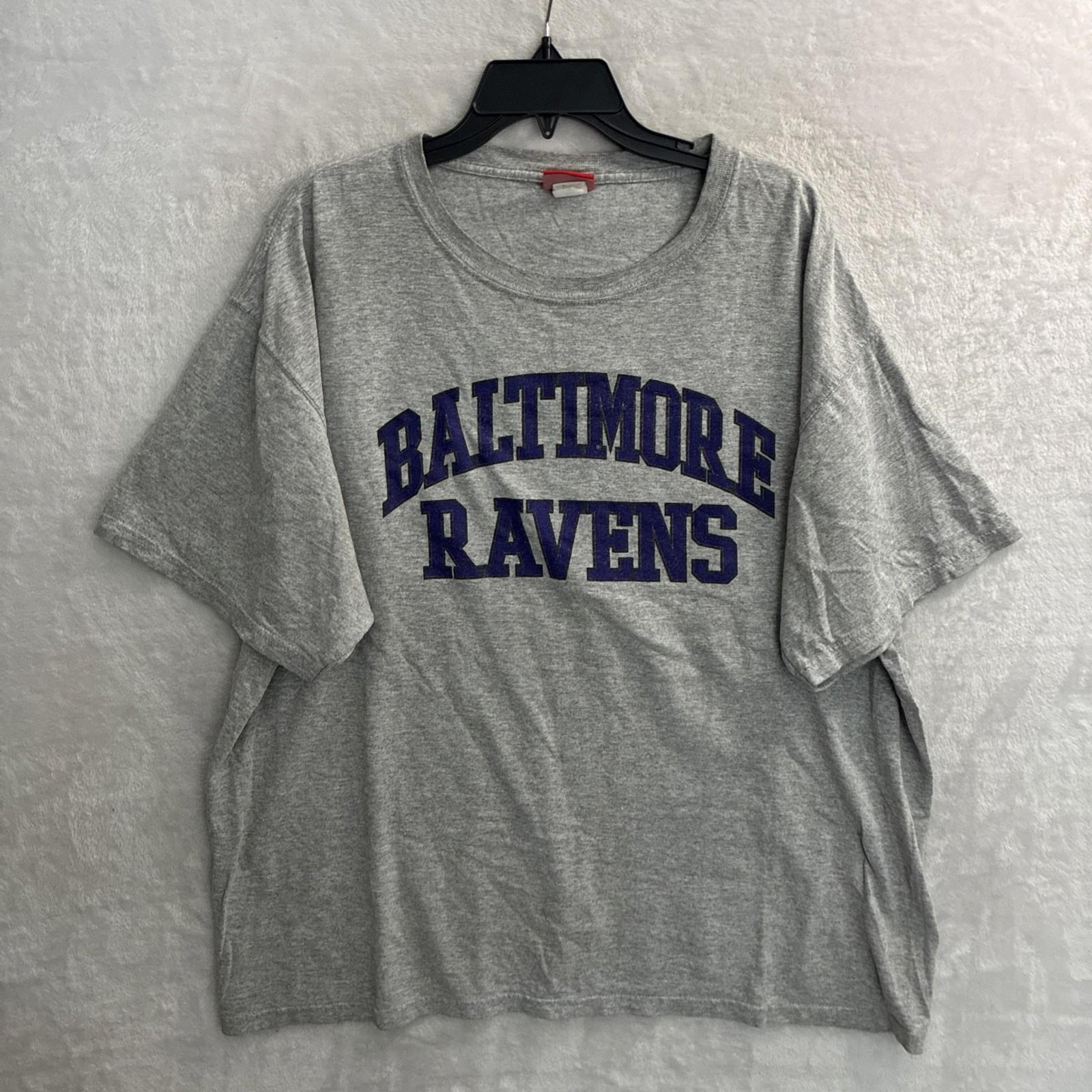 Мужская футболка Baltimore Ravens НФЛ Футбол Серая с принтом XL Хлопок Винтажная с круглым вырезом S разноцветный