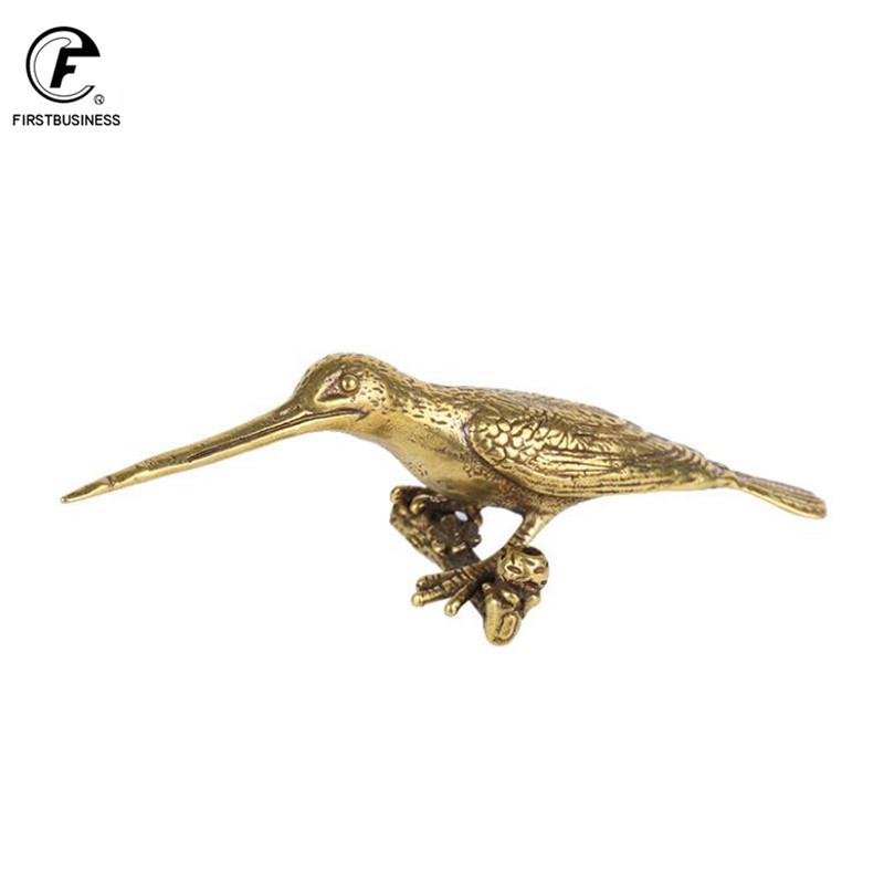 Pure Copper Kingfisher Tea Needle Statue Desk Decoration Ornament Antique Woodpecker Bird Miniature Figurines Incense Burner