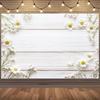 2D Daisy Wood Board Backdrop - White Floral Photography Background Banner