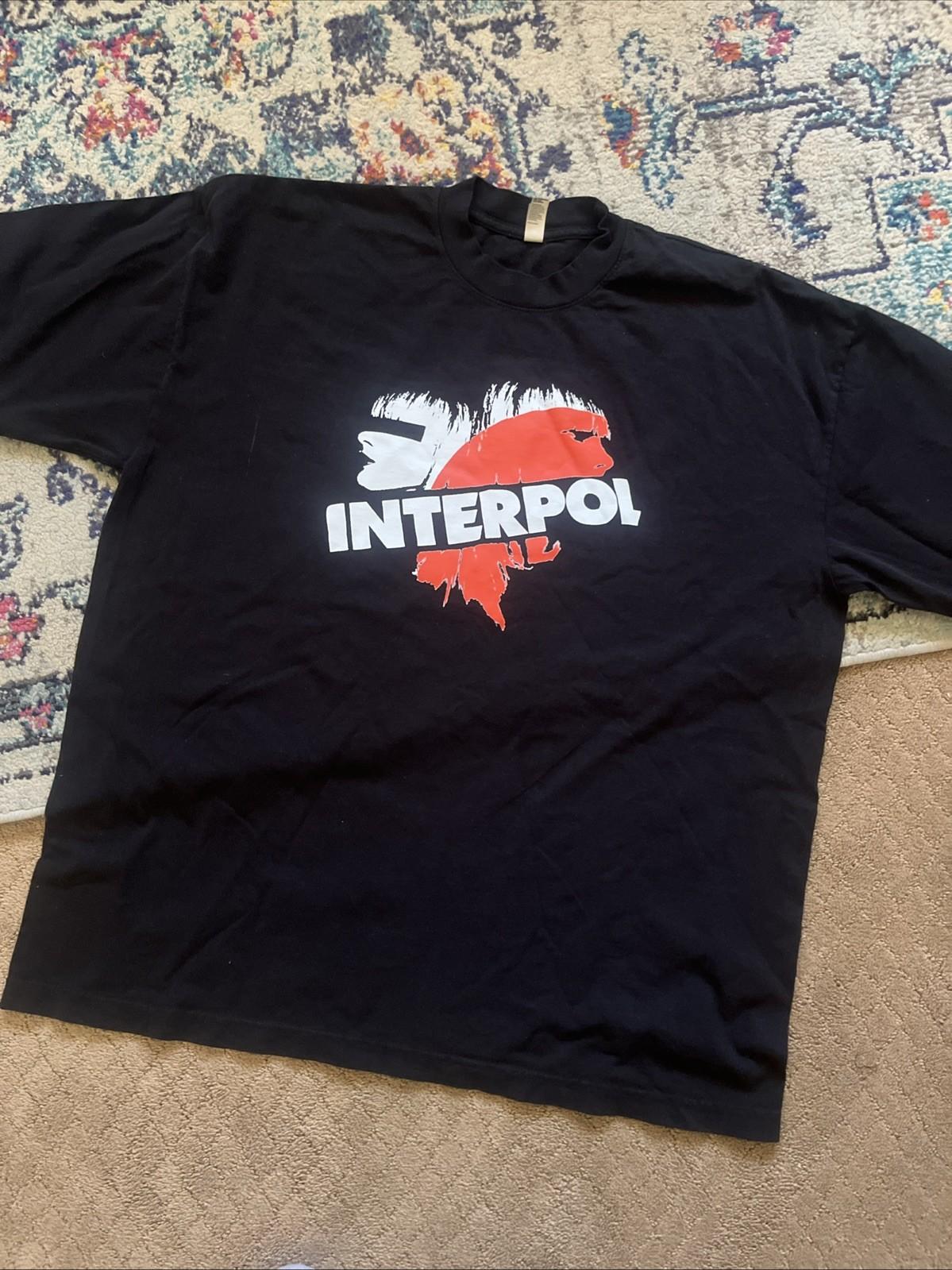 Interpol T Shirt - Black Short Sleeve Tshirt - Sz XL Unisex T-Shirt S