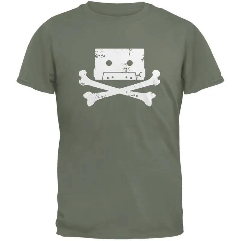 Cassette Tape Crossbones Military Green Adult T Shirt S разноцветный