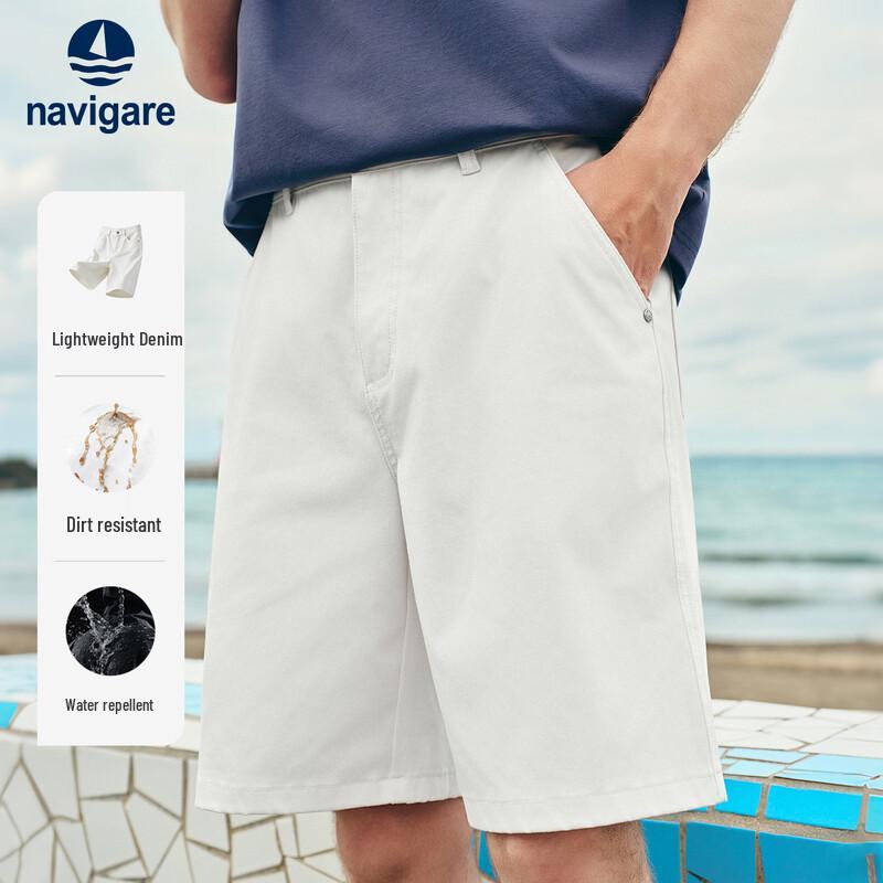 Navigare Men s Lightweight White Denim Casual Shorts 31