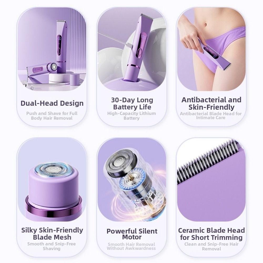 Double-headed Women's Hair Shaver 2 In 1 Private Parts Trimmer Electric Hair Remover  Eyebrows