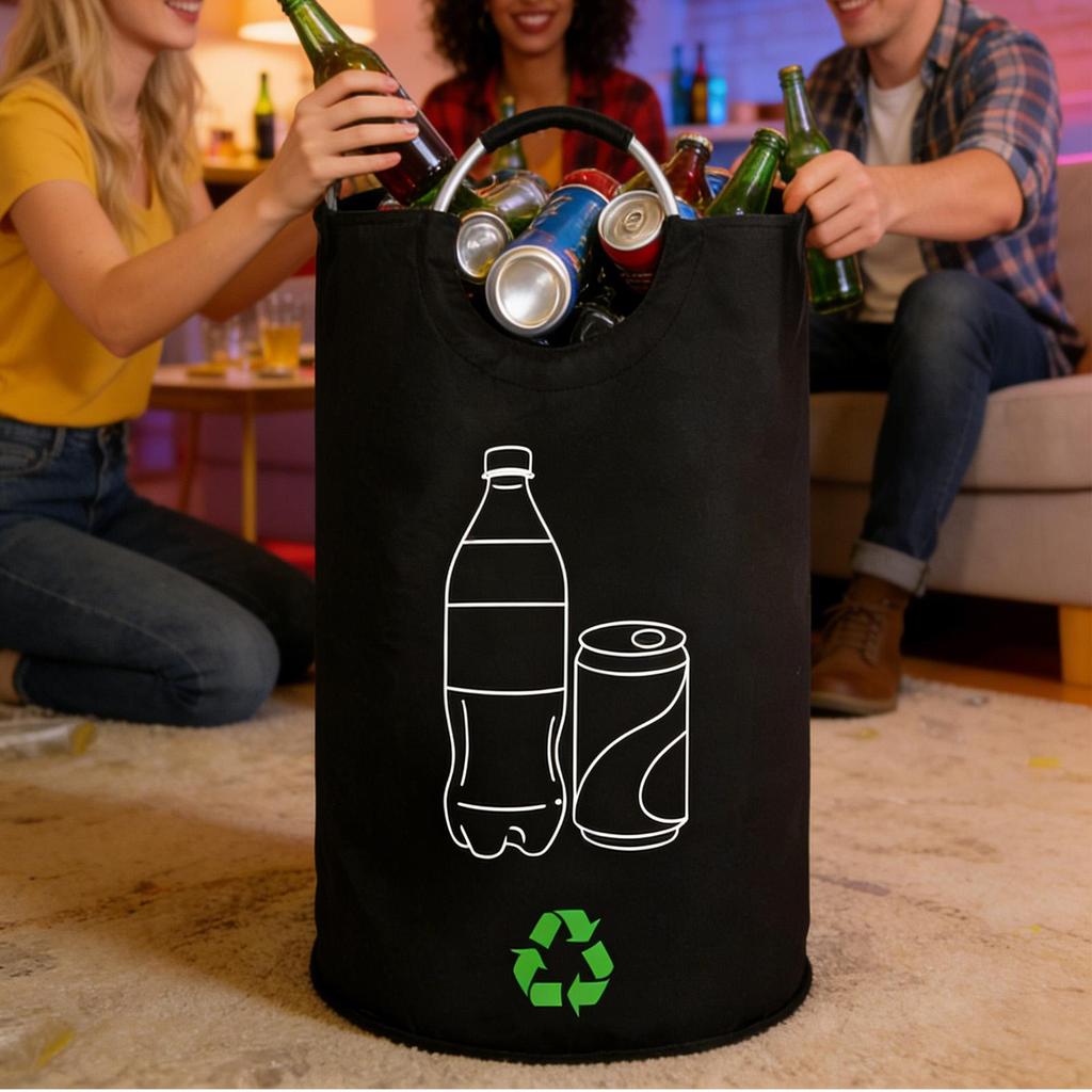 82L Oxford Cloth Aluminum Handle Recycling Bottle Storage Bag Dirty Clothes Basket Home Storage Folding Recycling Bag