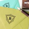 Printtoo Inverted Triangle Swirl Border Letter B Monogram Wood Mounted Rubber Stamp