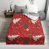 Contemporary Christmas Tree Pattern Digital Print Flannel Throw Blanket, Soft Warm Multipurpose Knitted Polyester Throw,
