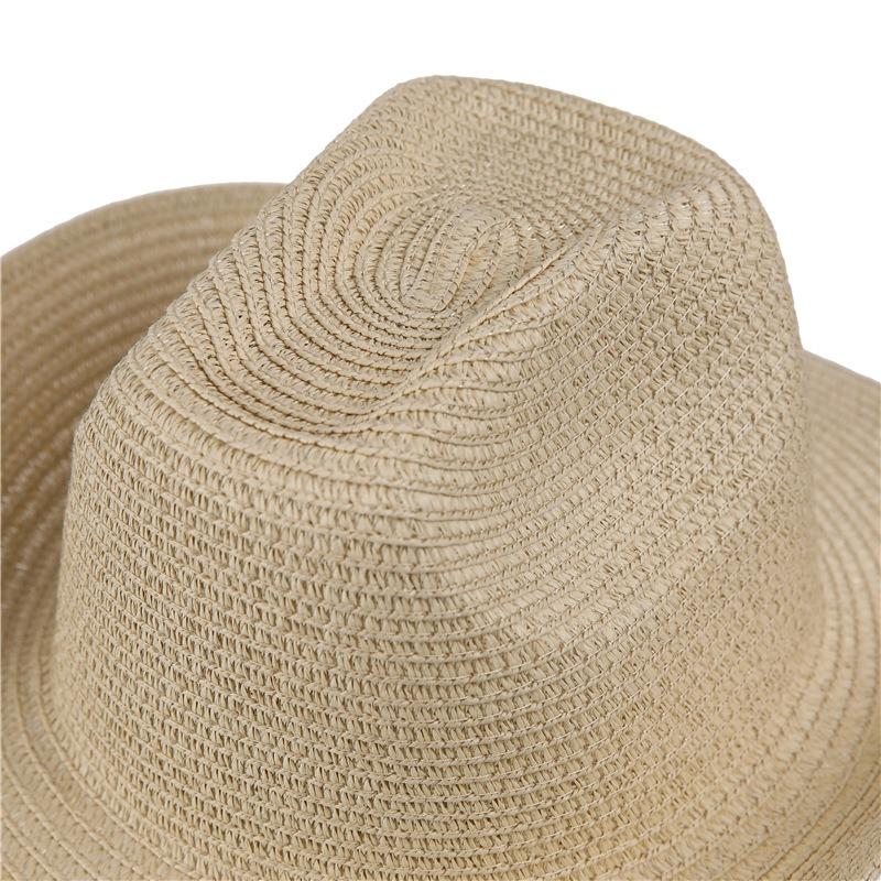 Retro Ein-Wort-Zylinderhut Western Cowboy Strohhut Vielseitiger Jazzhut Frühling und Sommer Herren- und Damen-Outdoor-Sonnenhut