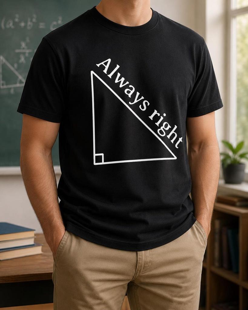 Always Right Triangle Shirt, Funny Geometry Pun Tee, Math Teacher Gift, STEM Student Classroom Outfit, Pythagorean Equation Humor Education