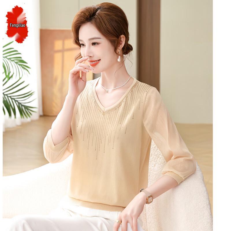 

Women s Simple V-neck Seven-quarter Sleeve Pullover Top 120