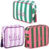 Polyester Striped Makeup Bag With Tassels For Daily Use And Travel Storage