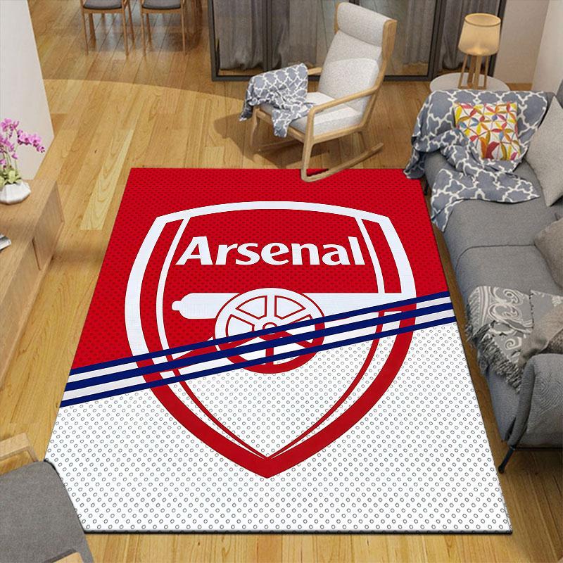 Arsenal Flanellmönstrad Matta, Hemsoffa Dekoration för Vardagsrum & Sovrum, Halkfri Lekflanell Golvmatta för Spelrum