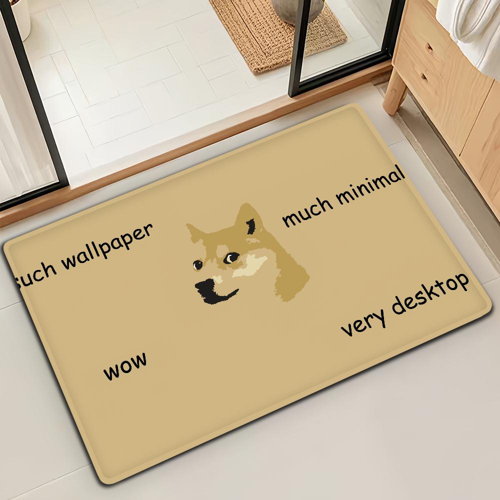 Doge funny Emoticon S-Shiba M-Meme Microfiber Decorative Versatile Flannel Floor Bath Door Mat Quick Dry Absorbent Non-slip Sole