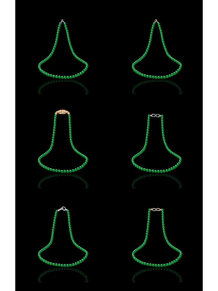 Natural Grade A Imperial Green Jadeite Bead Necklace & Bracelet Set