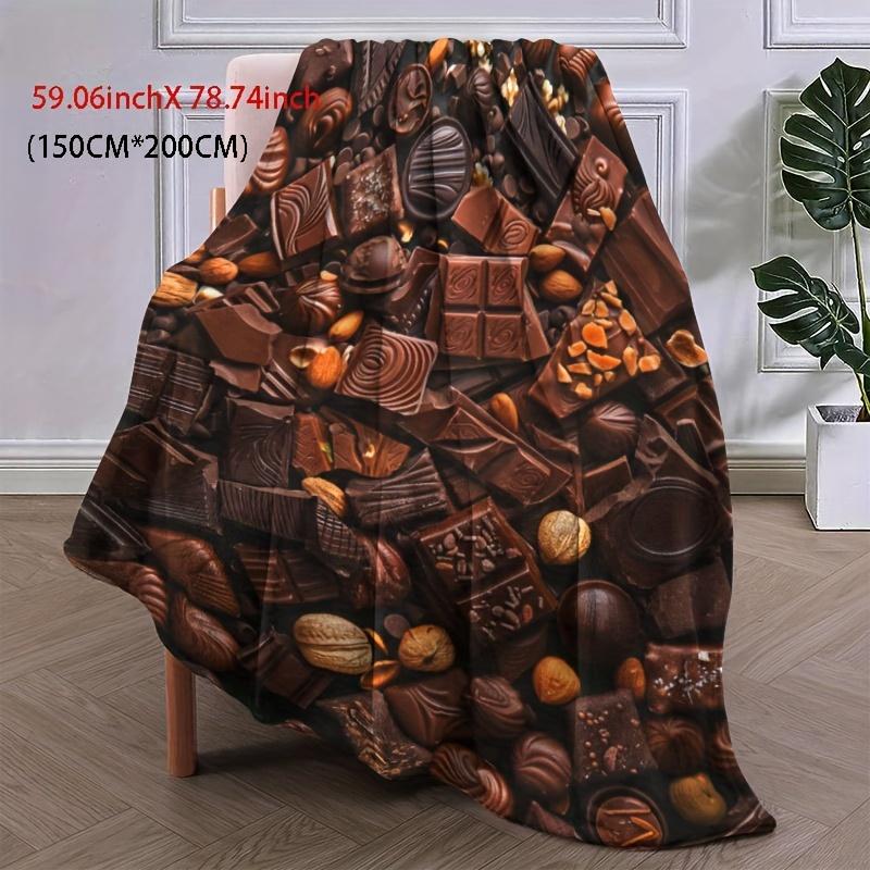 Cozy Chocolate Treats Print Flannel Throw Blanket - Soft, Warm & Versatile for Naps Office Bed, Camping | All-Season Gift Idea
