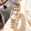 Square Dial Women Quartz Watch Slim Strap Rhinestone Watch Rhinestone Quartz Watch  Festival Gift